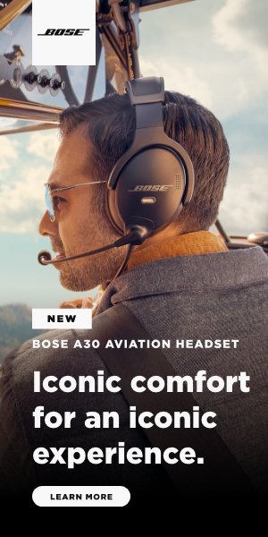 Bose A30 Aviation Headset. Iconic comfort for an iconic experience.